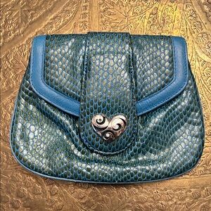 Authentic Brighton Blue Snake Skin Clutch Wallet Wristlet